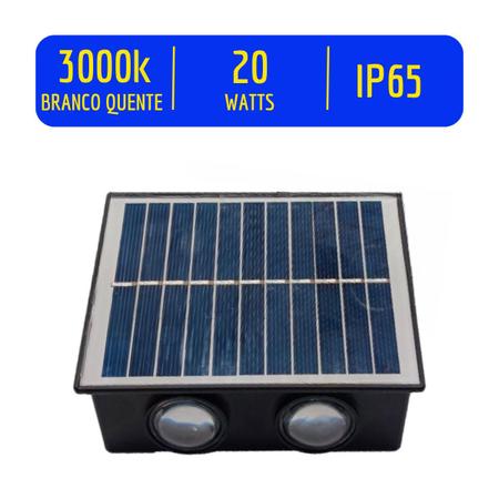 Imagem de Luminária Solar Parede 30W Iluminação Externa 3 Funções Prova Dágua