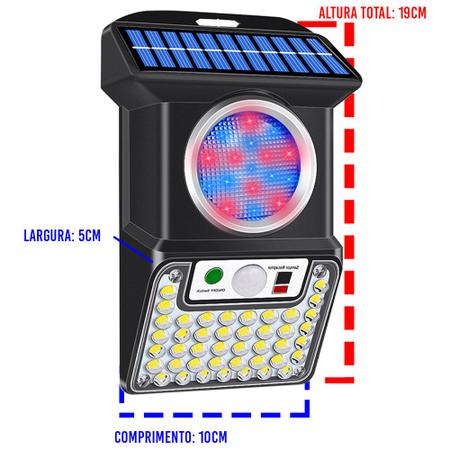 Imagem de Luminaria Solar Spot Sensor de proximidade Led  Controle 4 modos Balizador Spot Refletor Alta Potencia Jardins Garagem Estacionamento Luz Externas Are