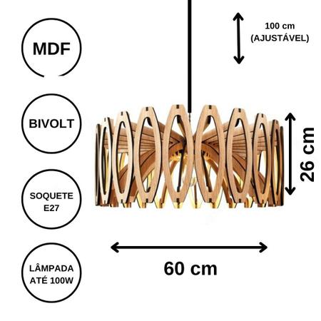 Imagem de Luminária Teto tipo Pendente JADE MDF - Completa - Bola