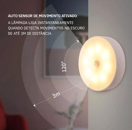Imagem de Luminárias Led Sem Fio Com Sensor Presença Usb Recarregáveis - Acende Quando Passa Próximo A Ela - Branco Frio