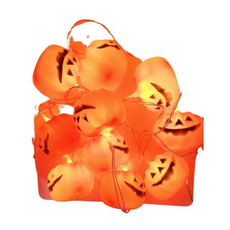 Imagem de Luminoso De Aboboras Para Halloween Dia Das Bruxas 2,60mts 10 Caveirinhas com Pilha