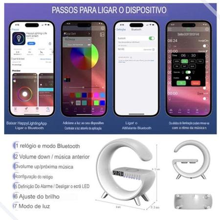 Luminria G Led RGB Carregador Induo relogio despertador - Kapbom - Relógio  de Pulso - Magazine Luiza