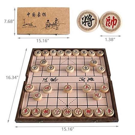 Kiboule Jogo de xadrez chinês de madeira com gaveta de armazenamento para  crianças adultos : : Cozinha
