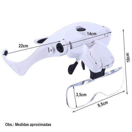 Imagem de Lupa Cabeça Óculos Ajustável 2 Leds Recarregável 5 Lentes