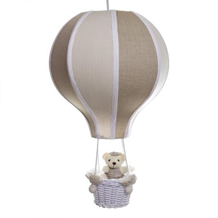 Imagem de Lustre Balão Grande Bege Com Ursinho Quarto Bebê Infantil