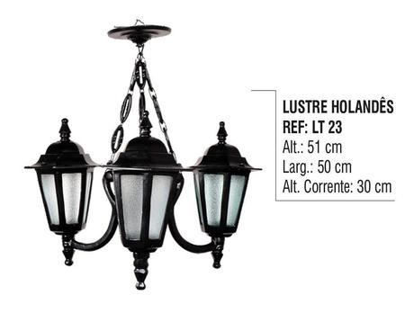 Lustre Colonial de Teto Holandês com Corrente em Alumínio - Luminárias N. Sra. da Guia Imagem de Lustre Colonial de Teto Holandês com Corrente em Alumínio