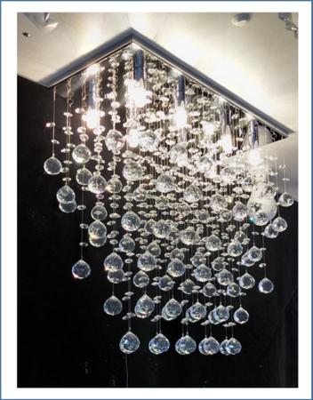 Imagem de Lustre de cristal inox polido retangular luminaria para decoração e iluminação sala jantar e estar