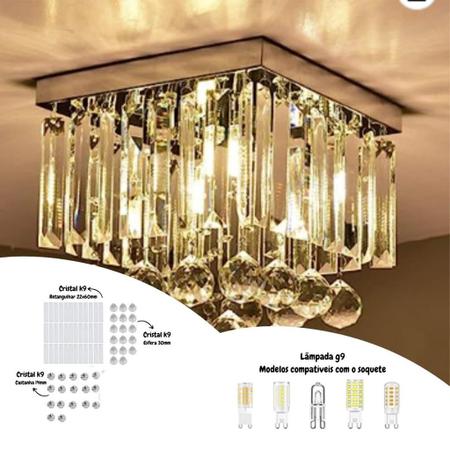 Imagem de Lustre De Cristal Legítimo 30x30 Para Sala, quarto e escritório