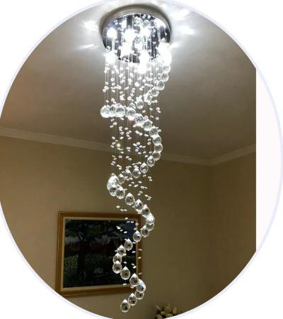 Imagem de Lustre De Cristal Legítimo Espiral Com 1 Metro De Altura Base De Inox Polido Com 50CM De Diâmetro