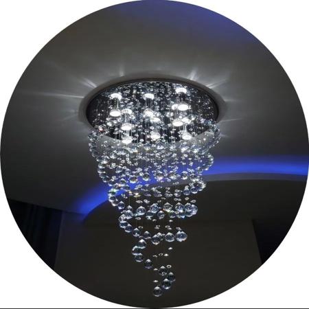 Imagem de Lustre De Cristal Legítimo Espiral Com 1 Metro De Altura Base De Inox Polido Com 50CM De Diâmetro