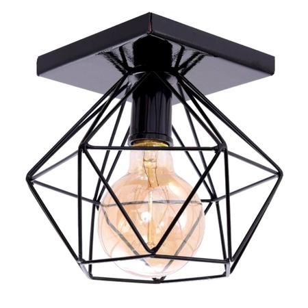 Imagem de Lustre De Teto Industrial Plafon Quadrado Aramado Diamante Preto