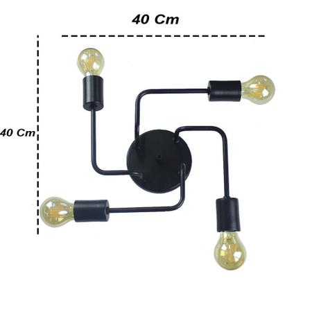 Imagem de Lustre Luminária Sputnik Aranha 4 Braços Quarto Sala Cozinha