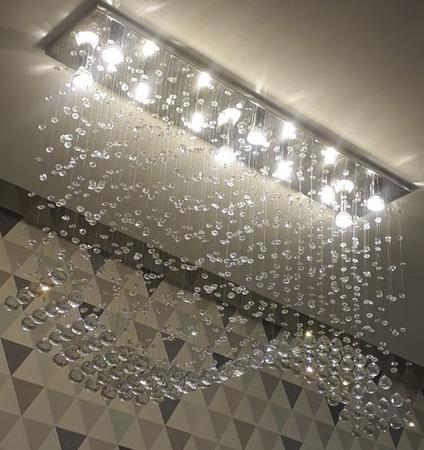 Imagem de Lustre  Modelo Onda  Para Escritório/ Recepção de 1,30 Metros de Altura Base Inox Polido