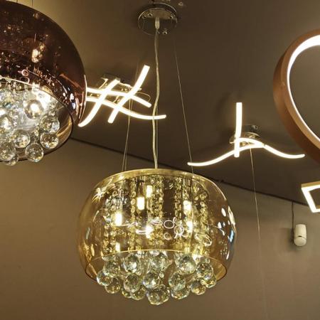 Imagem de Lustre Para Sala, Quarto, Cozinha 40cm Âmbar + lâmpadas