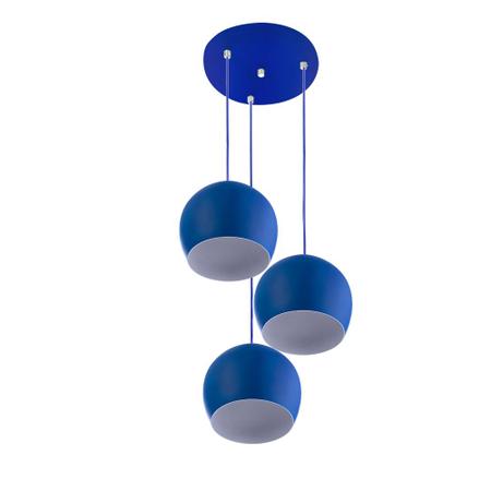 Imagem de Lustre Pendente Aluminio Bola Triplo 15cm Azul