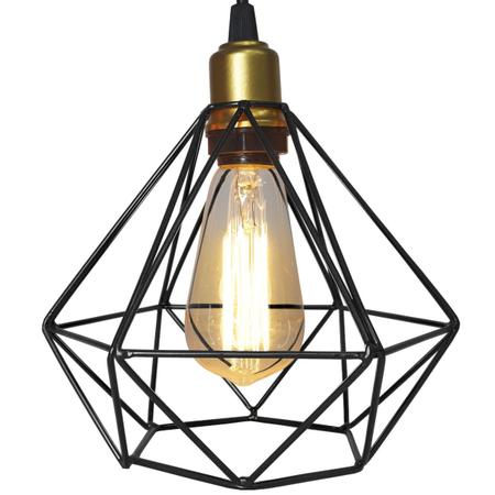 Imagem de Lustre Pendente Aramado Triplo Diamante Cabo Regulável Luminária Agp Ilumini Retro