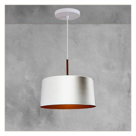 Imagem de Lustre Pendente Bilboque Branco Com Cobre