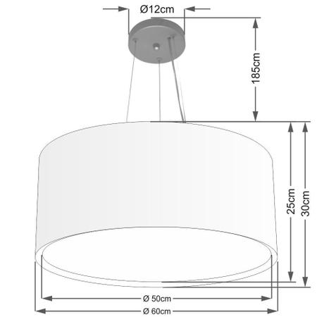 Imagem de Lustre Pendente Cilíndrico Duplo Vivare Md-4302 Cúpula em Tecido 60x30cm - Bivolt