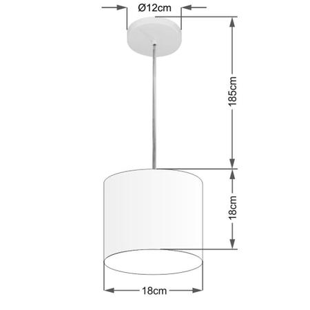 Imagem de Lustre Pendente Cilíndrico Md-4046 Cúpula em Tecido 18x18cm Branco - Bivolt