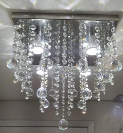 Imagem de Lustre Pendente cristal acrílico de alto brilho 30x30cm sala de estar, sala de jantar, cozinha, lustres