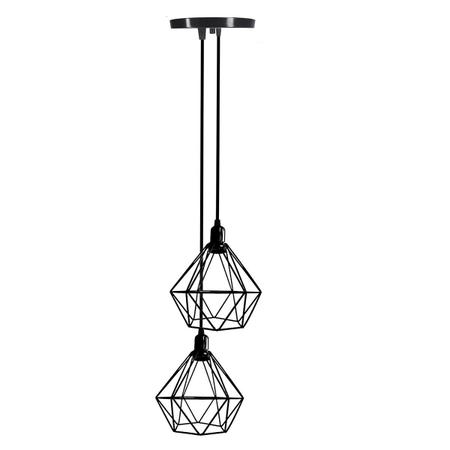 Imagem de Lustre Pendente Diamante Duplo Retro Vintage Preto FL