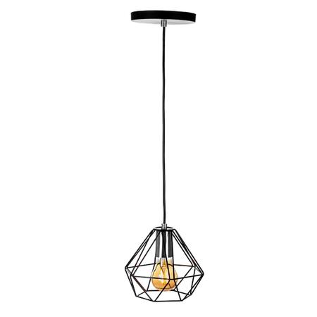 Imagem de Lustre Pendente Luminária Diamante Aramado Preto