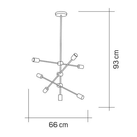 Imagem de Lustre/Pendente Luminária Moderno Sputnik Circuit Retro Vintage 6 Lâmpadas E27