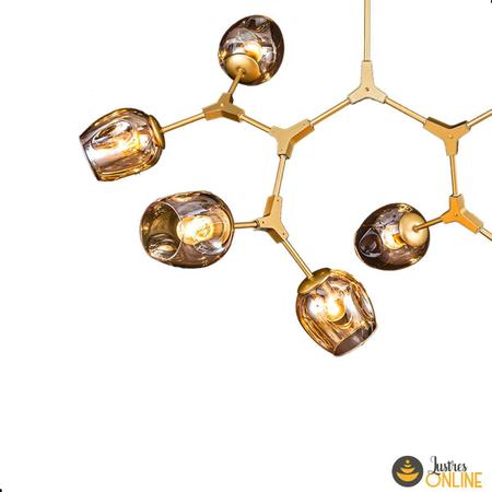 Imagem de Lustre Pendente Moderno 9 Braços Dourado E Champagne Sala