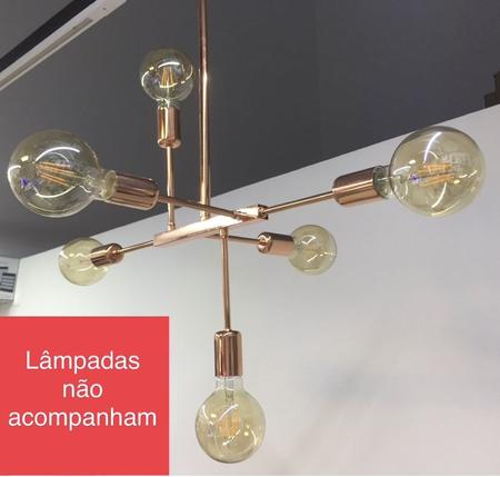 Lustre pendente sputnik gold 6 braço luminaria com lampada - LEDCOM Imagem de Lustre pendente sputnik gold 6 braço luminaria com lampada