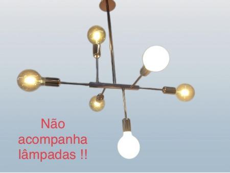Lustre pendente sputnik gold 6 braço luminaria com lampada - LEDCOM Imagem de Lustre pendente sputnik gold 6 braço luminaria com lampada