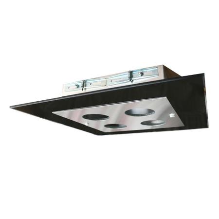 Imagem de Lustre Plafon Embutir Quadrado Vidro Preto Luxo 4Lp