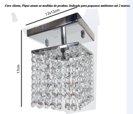 Imagem de Lustre Plafon pequeno de cristal legitimo Aço Inox  corredores hall lavabos