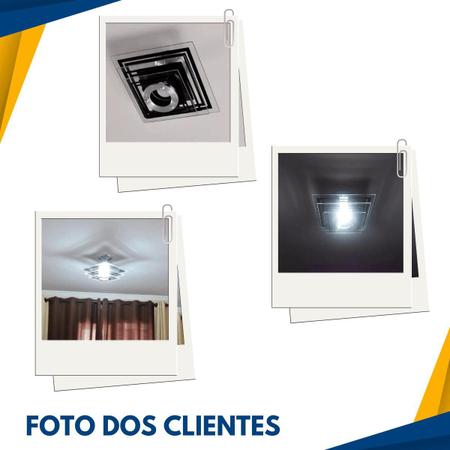 Imagem de Lustre Plafon Sobrepor Quadrado Vidro - Preto - Sala Quarto