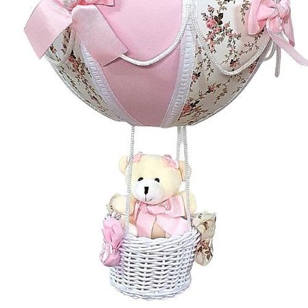 Lustre teto Infantil Urso floral rosa - Shoppingnet - Lustre