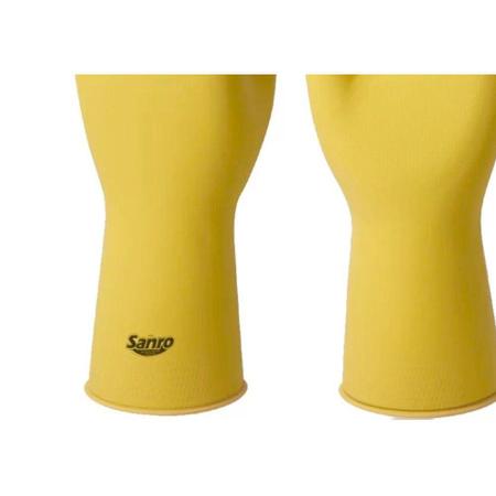 Imagem de Luva Borracha Sanro Forrada Antiderrapante Top Amarela G - Kit C/10 Peca