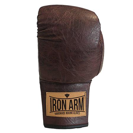 Imagem de Luva Boxe Muay Thai Classic Couro Café Iron Arm Cadarço PU