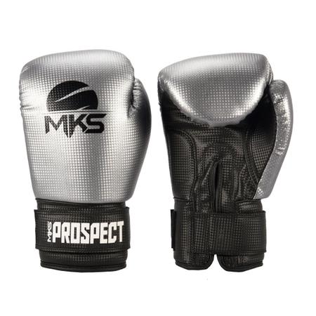 Imagem de Luva Boxe Muay Thai Prospect Mks Combat Silver Black + Bandagem Preta