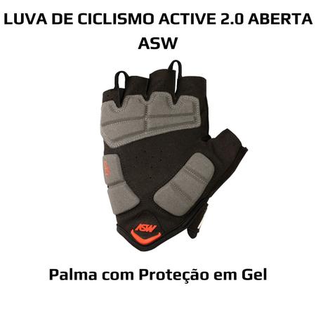 Imagem de Luva Ciclismo Asw Active 2.0 Meio Dedo Palma Com Proteção Gel Feminino Masculino