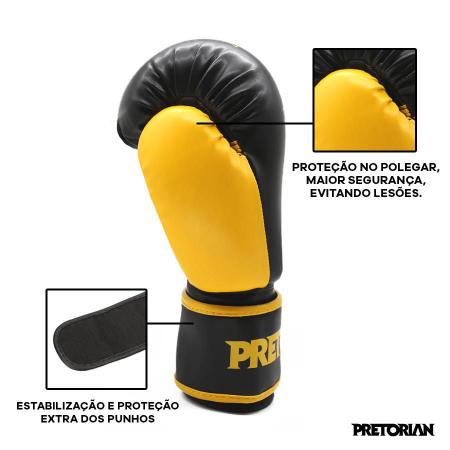 Imagem de Luva de Boxe Muay Thai Core Pretorian - Par de Luvas + Bandagem + Protetor Bucal