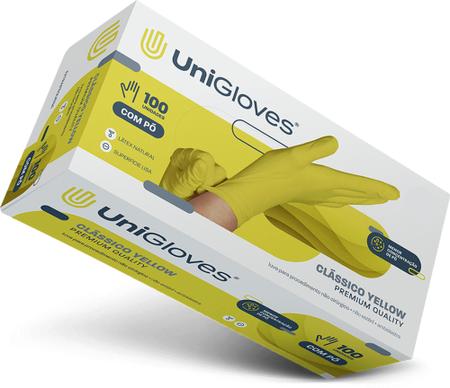 Imagem de Luva de látex Amarela para procedimento (com pó) caixa com 100 unidades - Unigloves