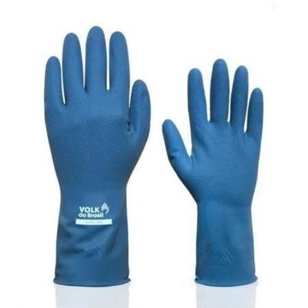 Imagem de Luva de Latex Verniz Silver Azul Volk - KIT COM 10 PARES M