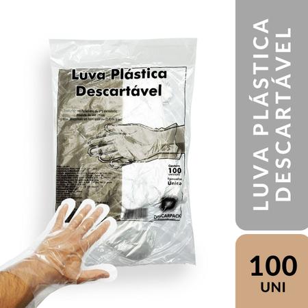 Imagem de Luva Descartavel Plastica Descarpack Com 100 Un - Pct