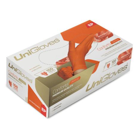 Imagem de Luva Látex Laranja Orange Unigloves Premium Sem Pó (CX com 100 UN)
