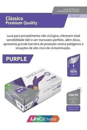 Imagem de Luva Latex Lilás Roxa Purple com pó Unigloves 100und