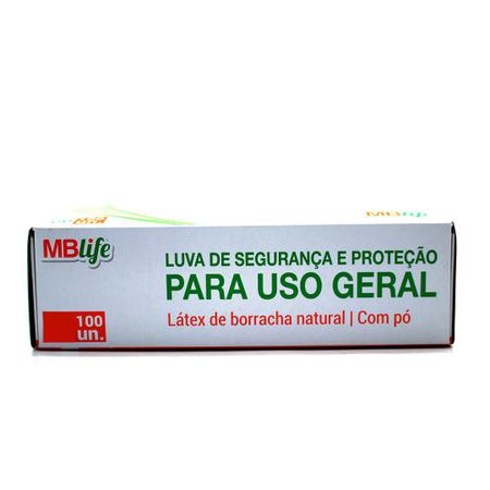 Imagem de Luva Látex Uso Geral - Com Pó - MBlife - 100 un.