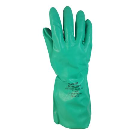 Imagem de Luva nitrilica proteção produtos químicos - nitrasolv com forro verde
