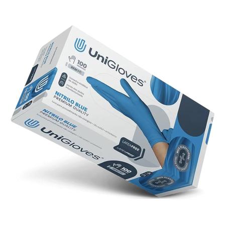 Imagem de Luva Procedimento Nitrilo Premium Quality Azul EP 100 unidades - Unigloves
