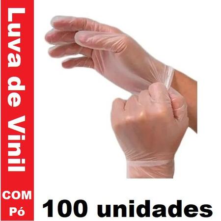 Imagem de Luva Vinil com PO Descartavel 100 Unidades
