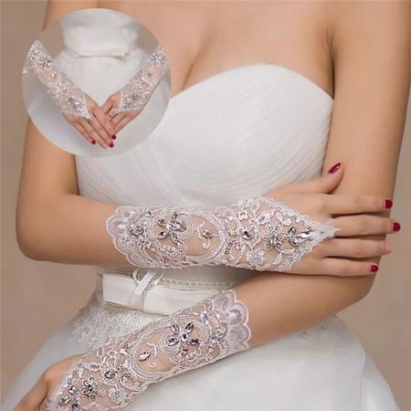 Luvas de Noiva em Renda Casamento Debutante Noivado linda Pronta
