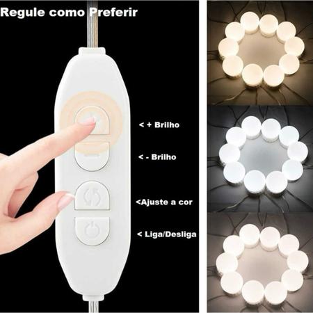Imagem de Luz De Espelho Kit Com 10 Led 3 Cores Luminaria Para Camarim